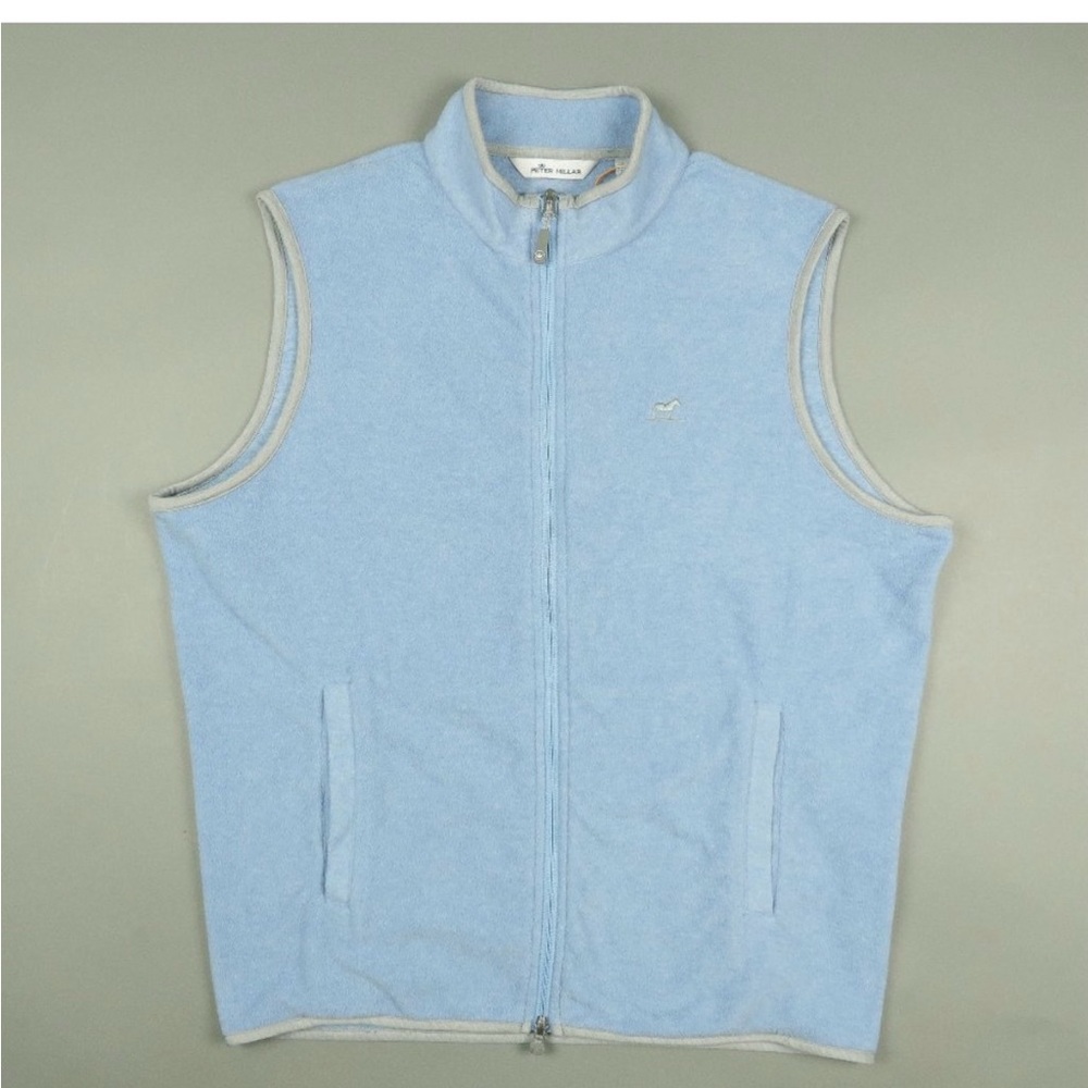 Peter Millar Crown Sport All Day Micro Fleece Vest in Lake Blue Size Large